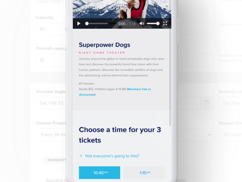 Ticketure online ticket sales screen.